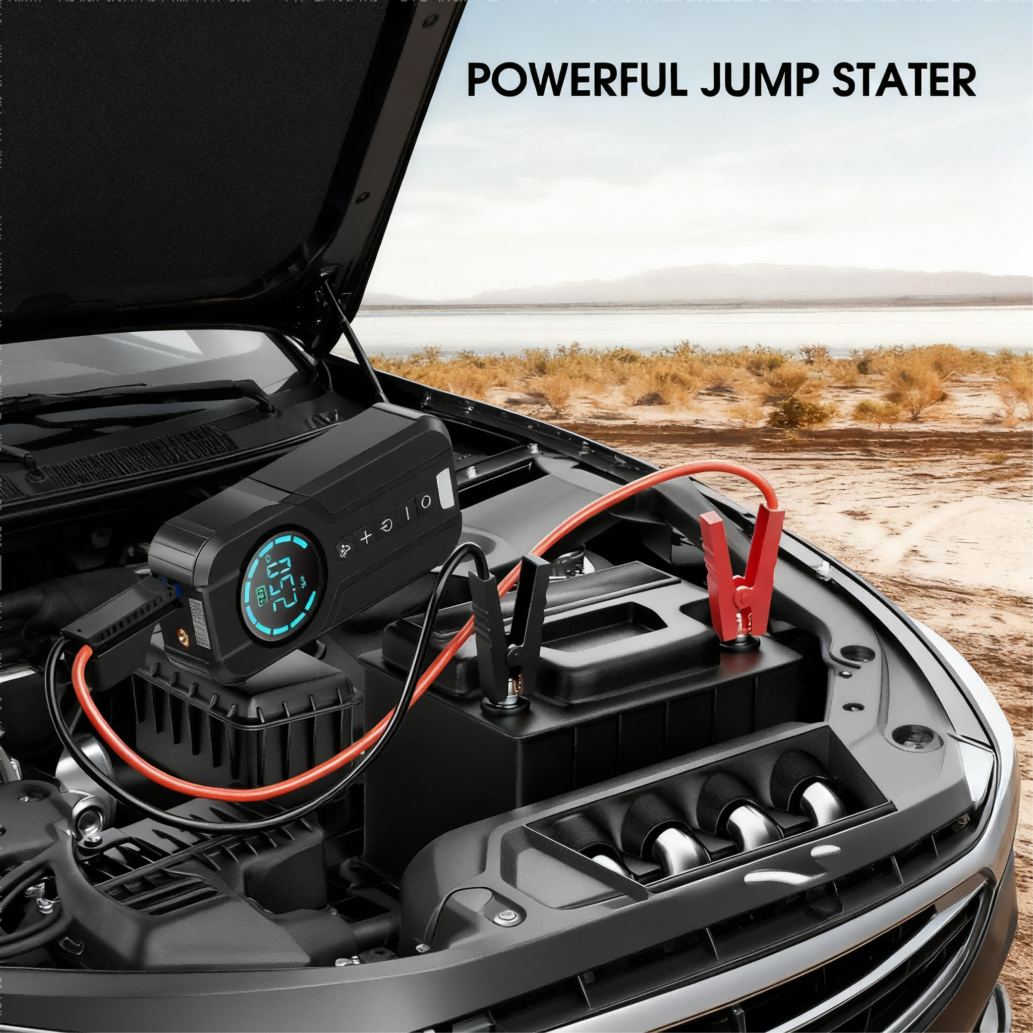 6 in 1 Car Jump Starter + Tire Inflator